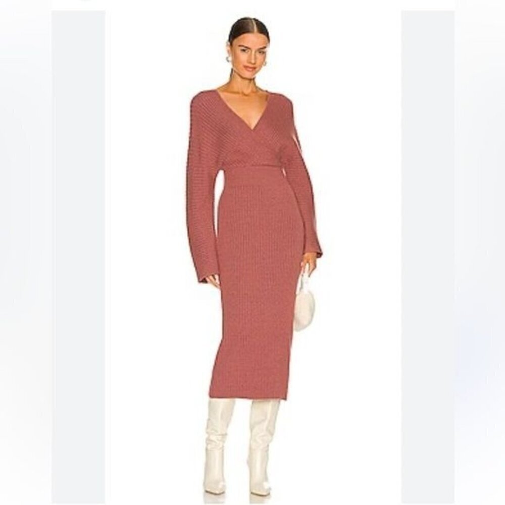 Elliatt Hailey rib knit dress rosewood size S Revolve